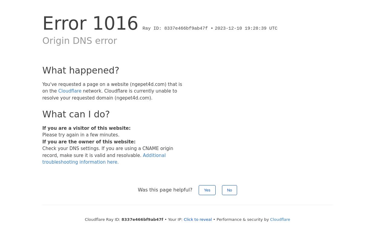Origin DNS error | ngepet4d.com | Cloudflare